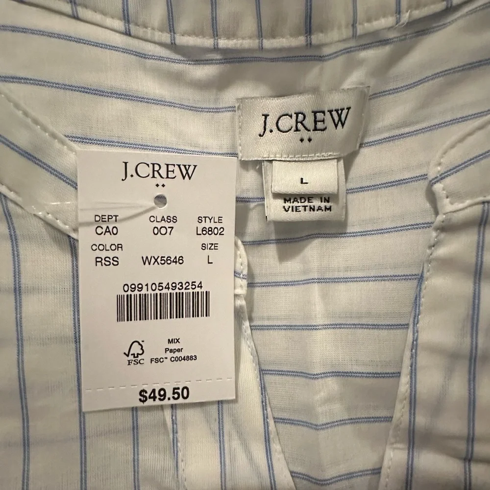 J Crew short sleeve button down v neck tie front top - Picture 3 of 8